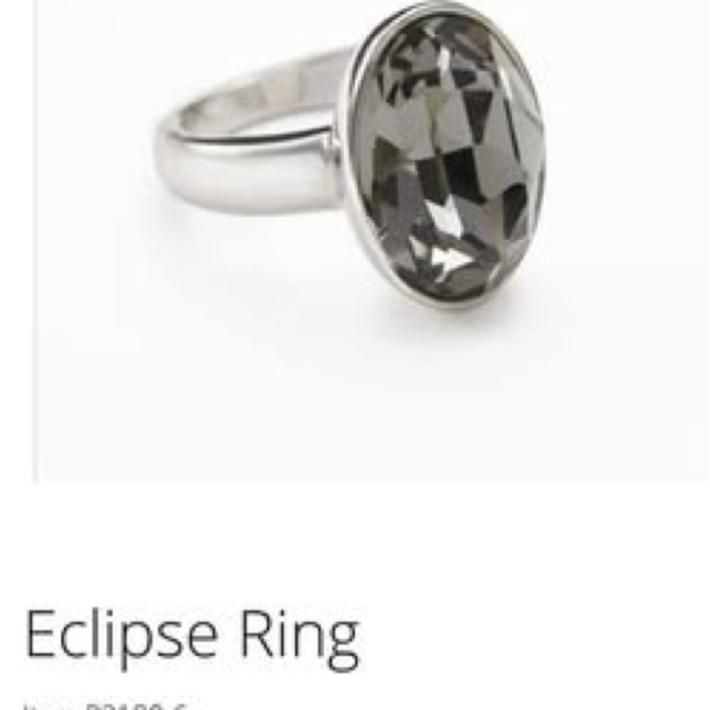 Silver Eclipse Ring with Black Gem